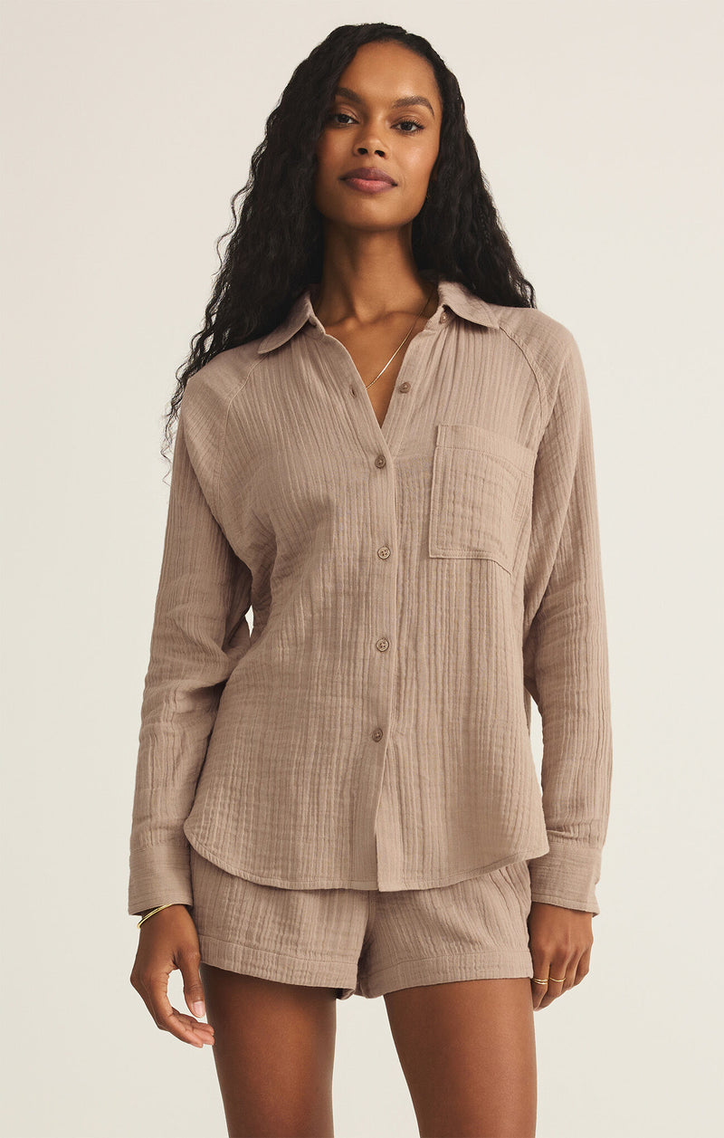Z Supply The Perfect Airy Top: Iced Coffee