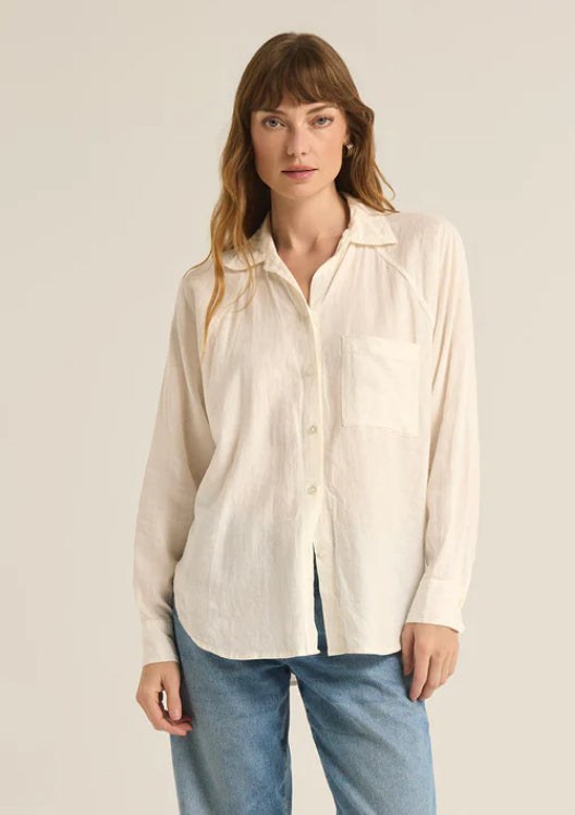 Z SUPPLY -THE PERFECT LINEN TOP in white