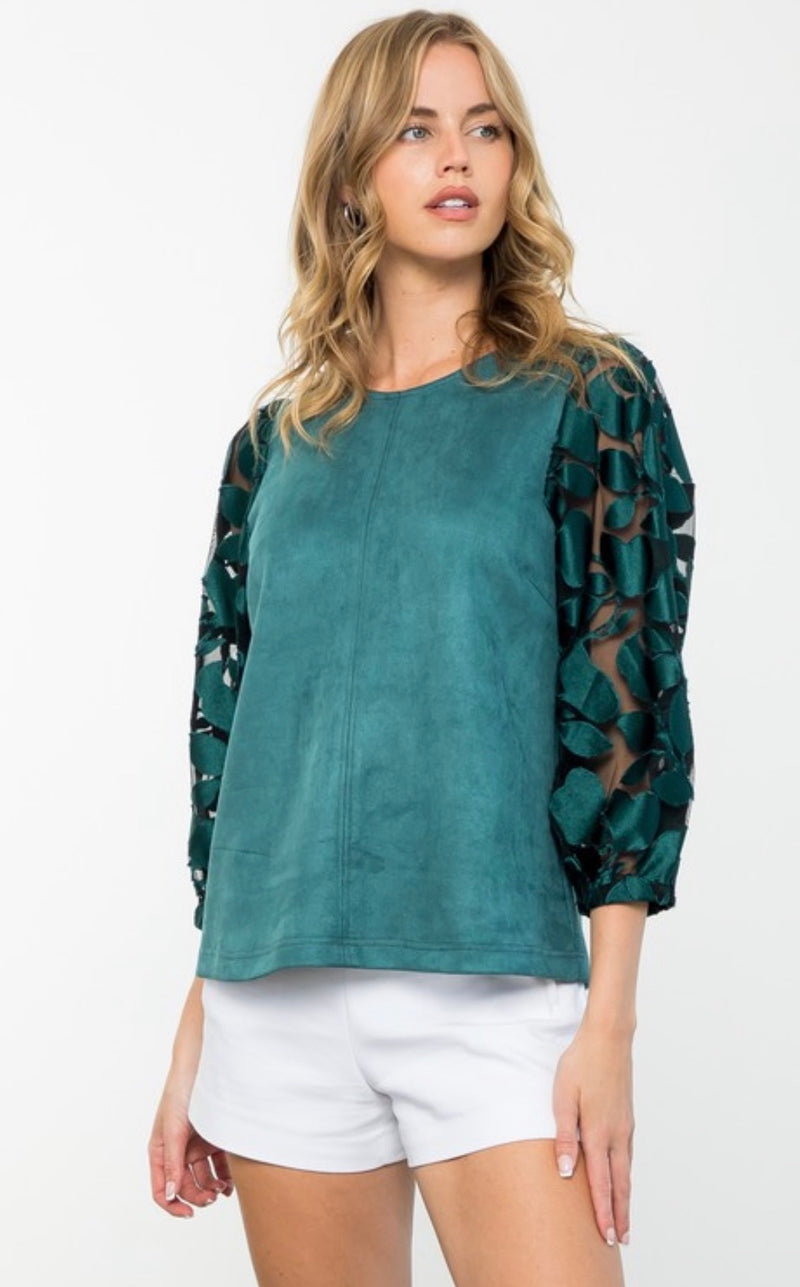 THML Emerald Suede texture Blouse