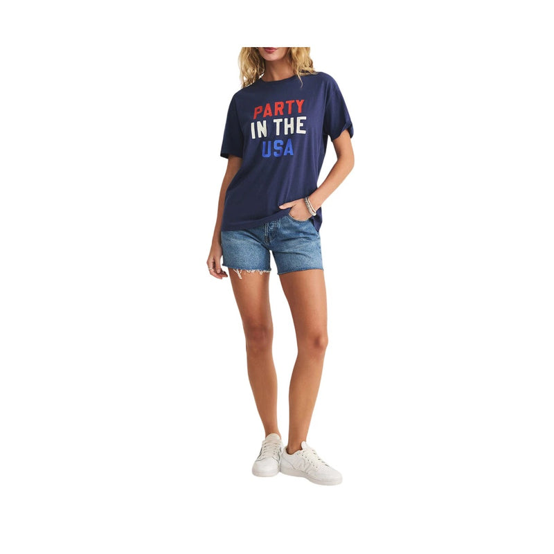 Z Supply: Boyfriend Party in the USA T Shirt in  Yacht Blue