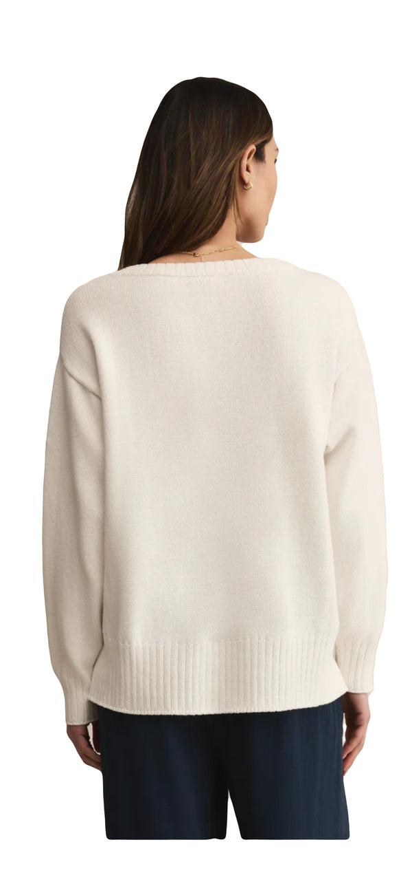 Z Supply: All Around V Neck Sweater in White