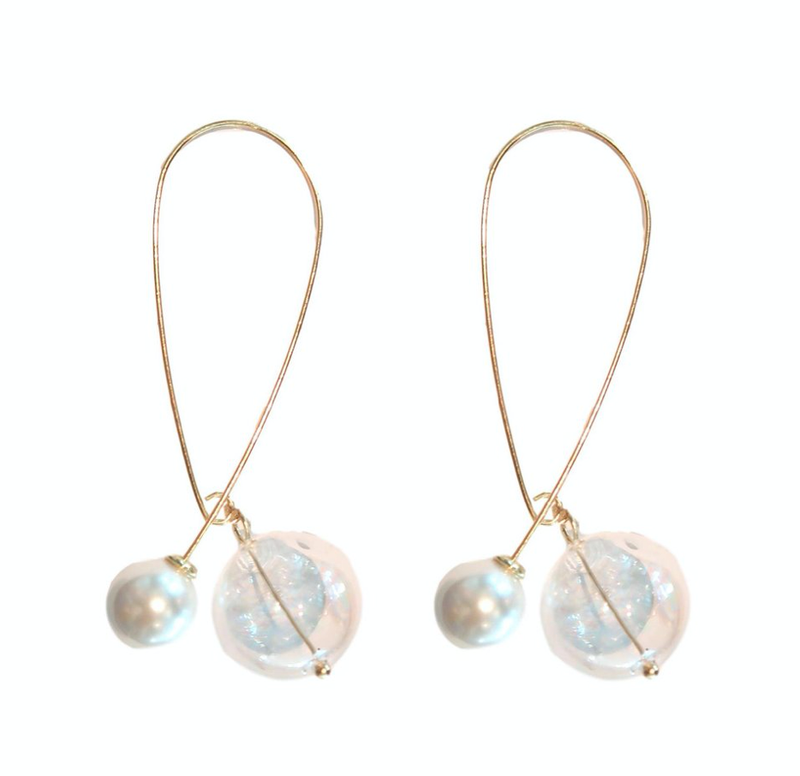 St Armands Designs of Sarasota - Pearl and Glass Statement Threader Earrings