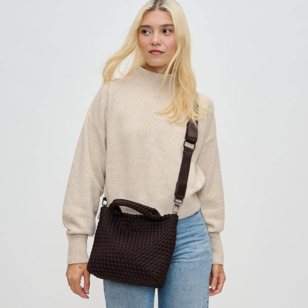 Sol and Selene - Sky's The Limit - Small Woven Neoprene Crossbody: Chocolate