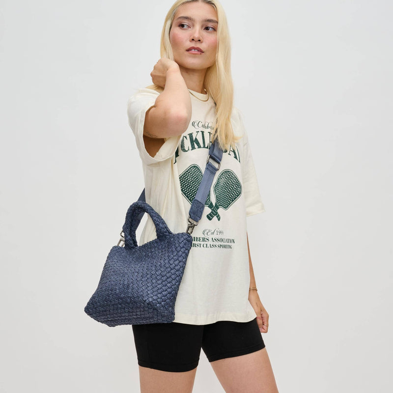 Sol and Selene - Sky's The Limit Small Woven Neoprene Crossbody: Dark Denim