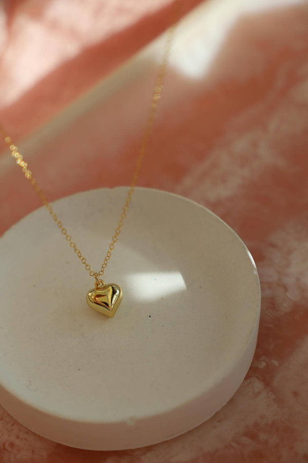 Katie Waltman Jewelry - GOLD CLARA PUFF HEART NECKLACE: Yellow Gold