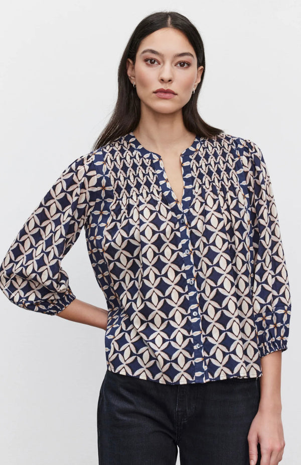 VELVET-Haddon Navy Blouse