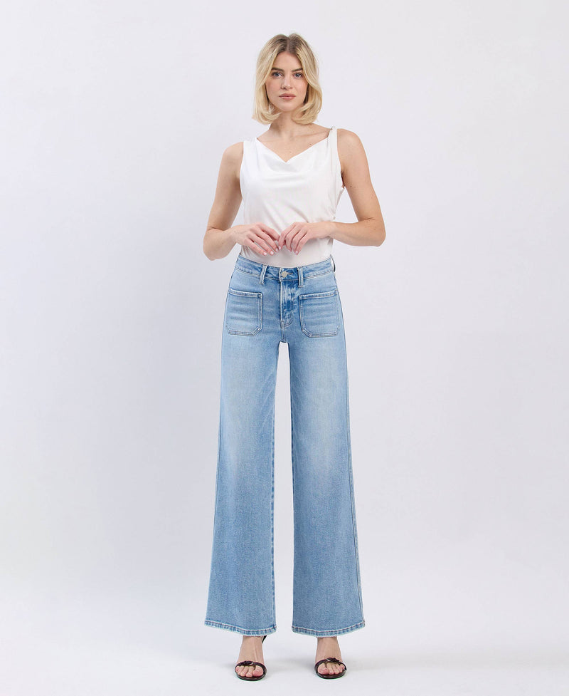 FLYING MONKEY - INTO SPRING HIGH RISE PATCH POCKET WIDE LEG