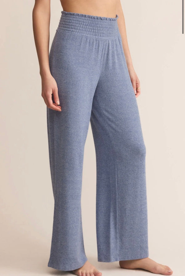 Z Supply: Dawn Smocked Pant in Blue Velvet