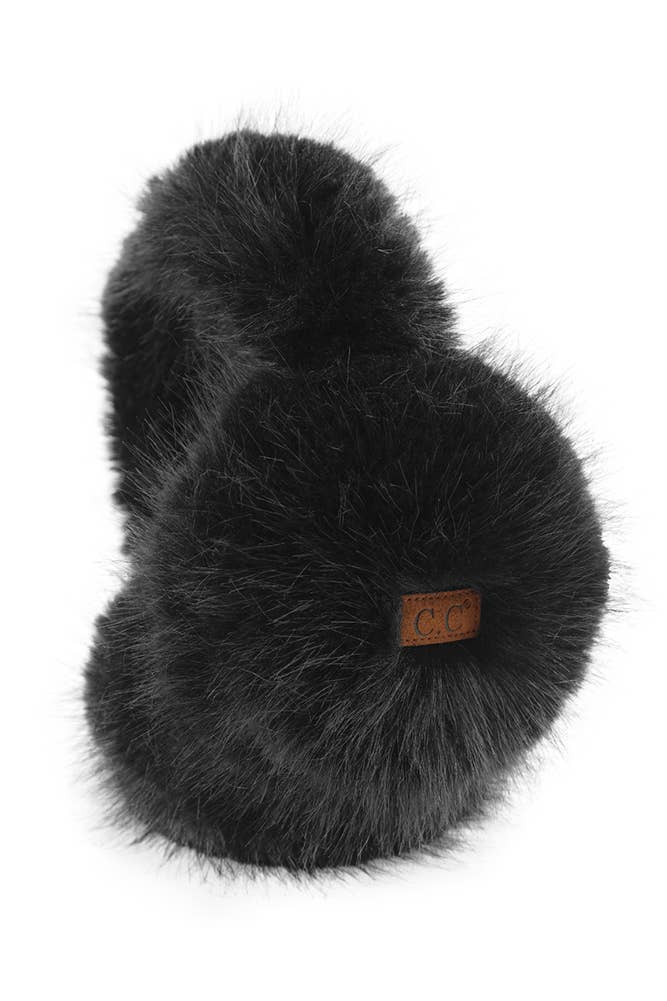 Hana: C.C. Faux Mink Fur Earmuffs in Black