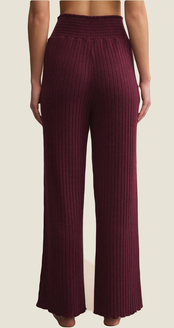 Z Supply: Dawn Smocked Rib Pant in Merlot