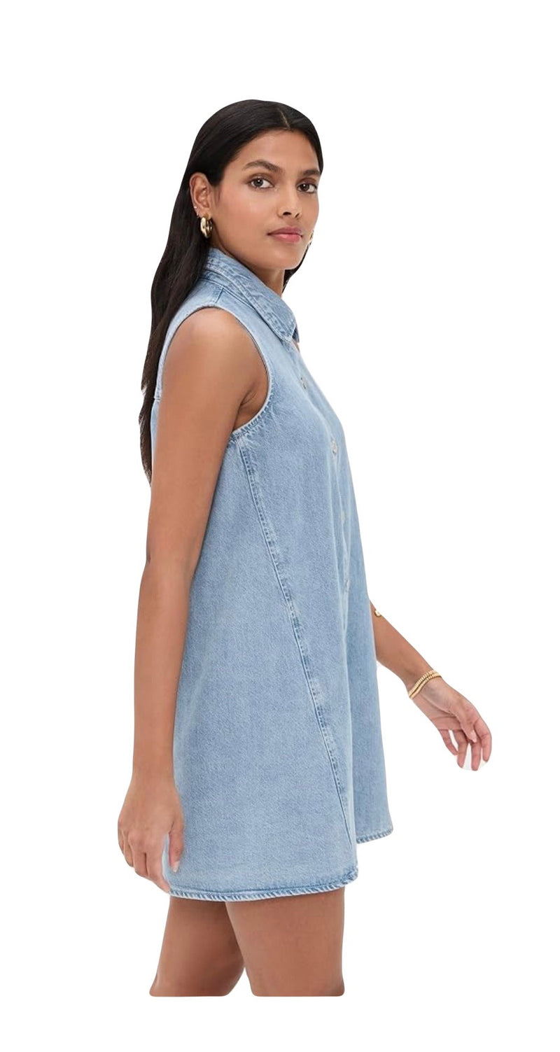 Z Supply: New Day Twill Mini Dress in Light Vintage Indigo