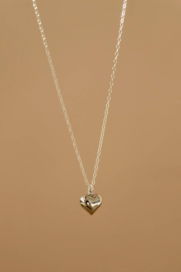 Katie Waltman Jewelry - SILVER CLARA PUFF HEART NECKLACE: Silver