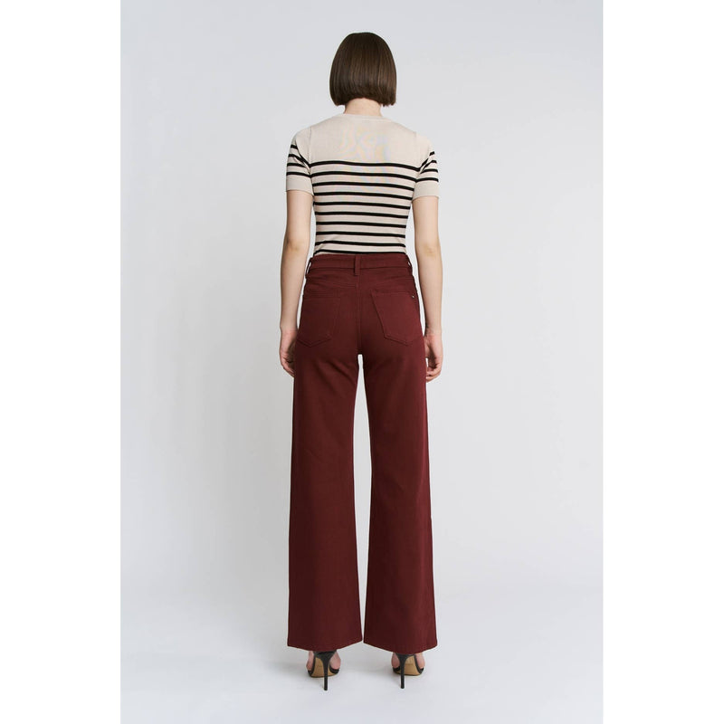 Mica Denim - HIGH RISE WIDE LEG: DEEP BURGUNDY