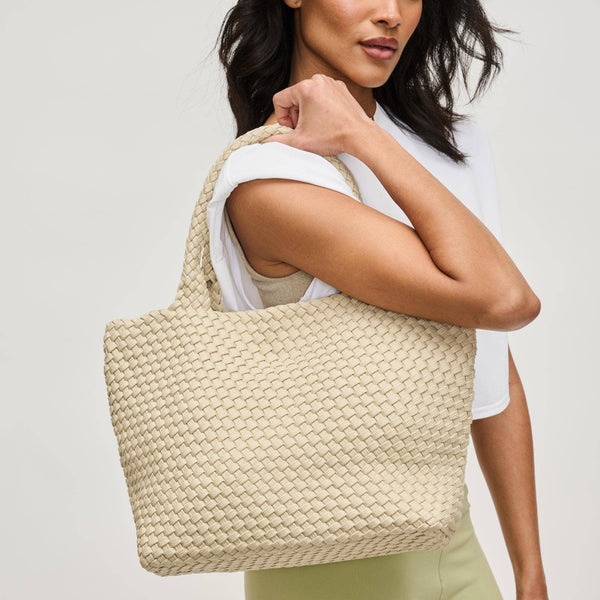 Sol and Selene - Sky's The Limit - Medium Laced Up Eco-Edition Tote: Beige