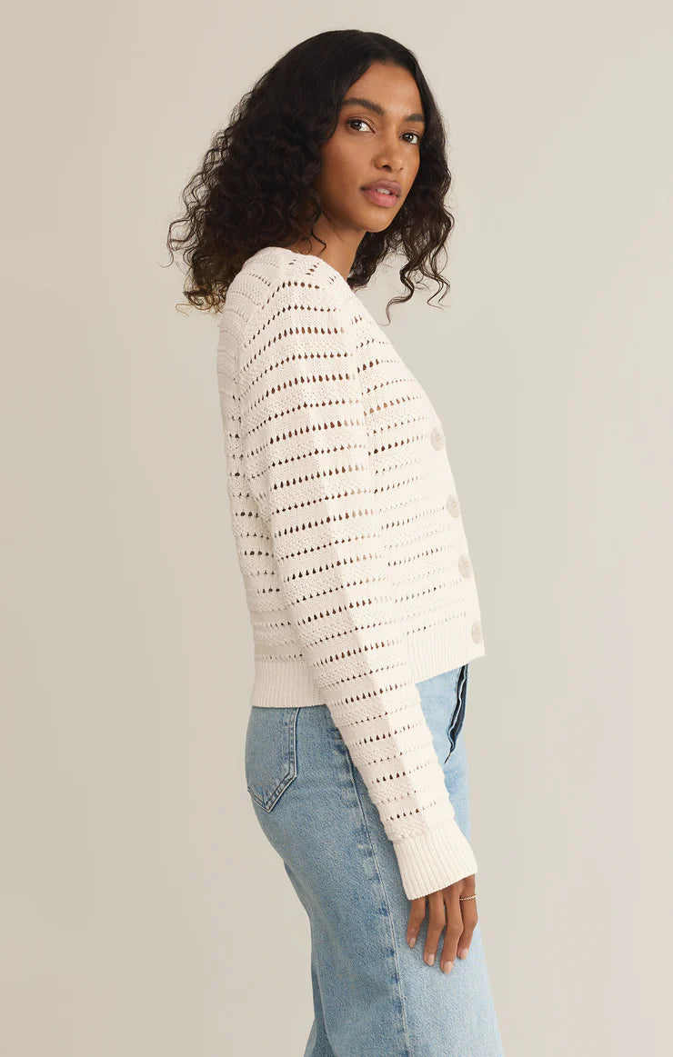 Z SUPPLY CROPPED ROMANCE CARDIGAN IN WHITE