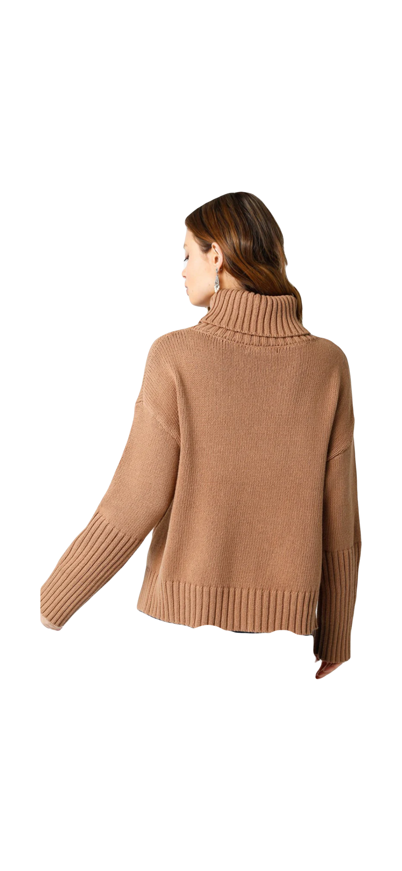 Olivaceous Brown Turtleneck Cotton Sweater