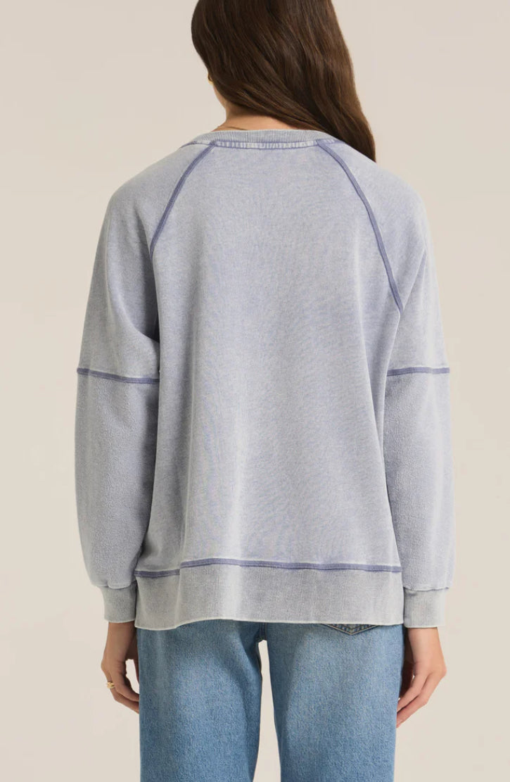 Z SUPPLY- EASY V KNIT DENIM SWEATSHIRT