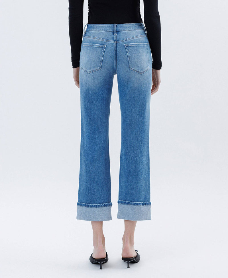 FLYING MONKEY - HIGH RISE CUFFED CROP STRAIGHT JEANS INSTINCTIVELY