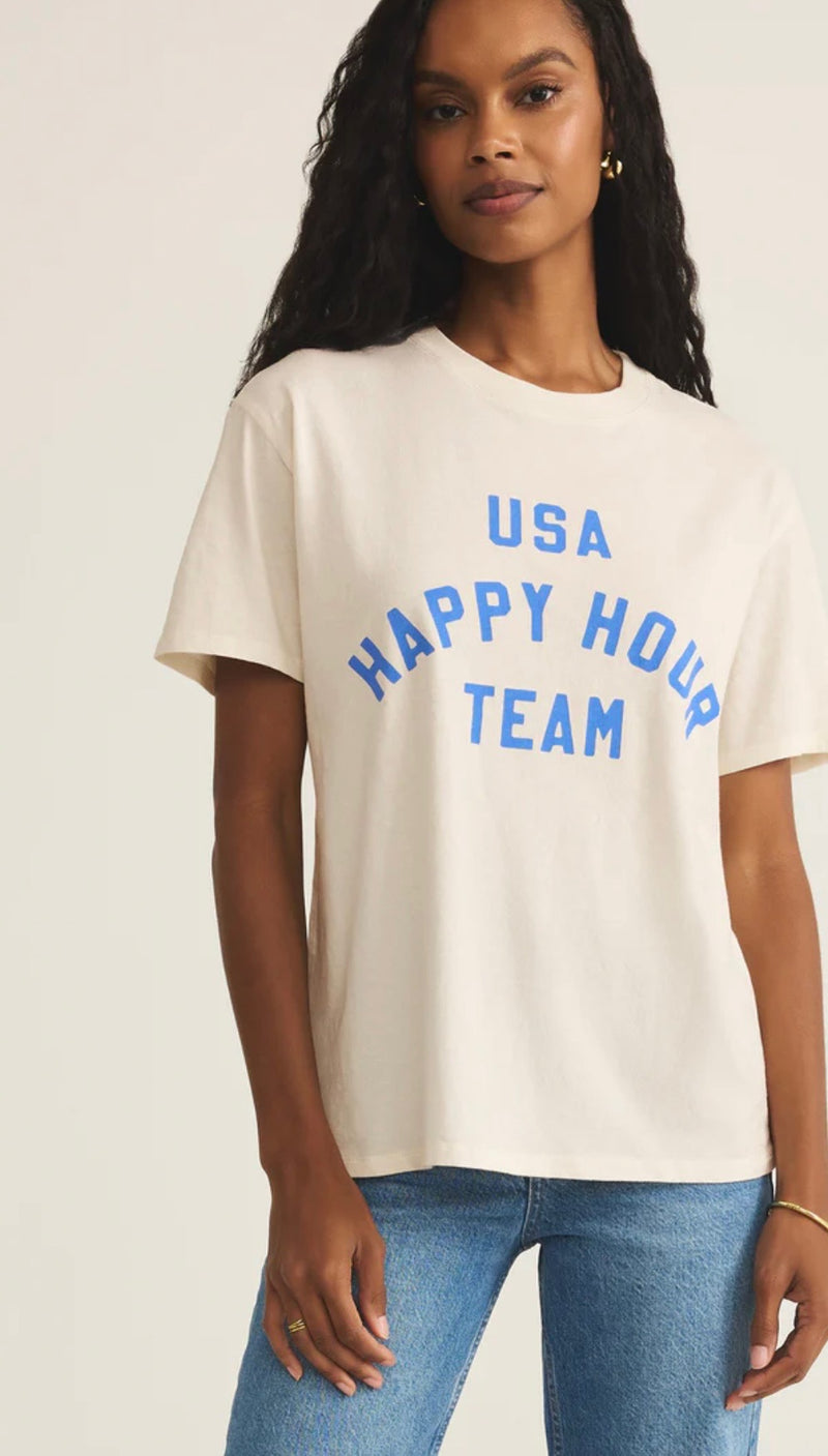 Z Supply Boyfriend Team USA Happy Hour T shirt in White