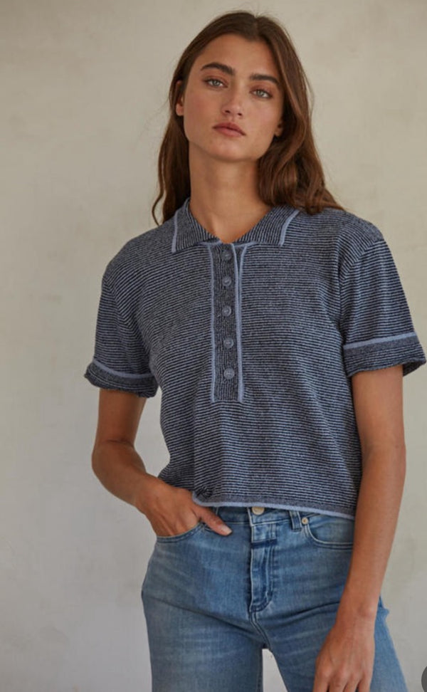 BY TOGETHER- Blue Knit Polo