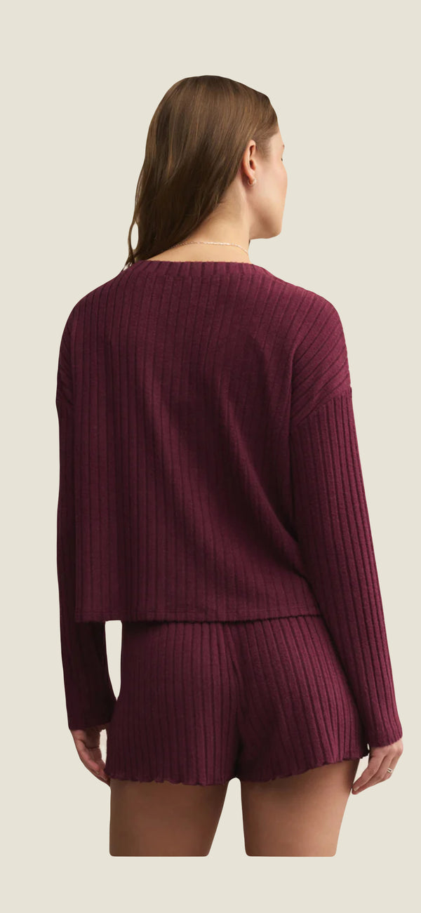 Z Supply: Mara Ribbed Cardigan in Merlot