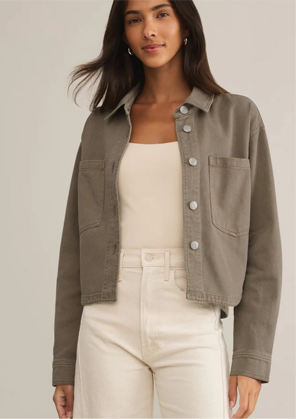 Z Supply: All day cropped denim jacket in Pebble Moon