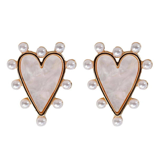 St Armands Designs of Sarasota - Pearl Studded Pink Tortoise Valentines Heart Earrings