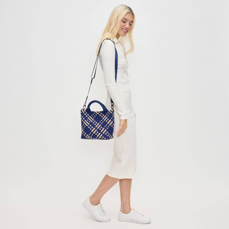 Sol and Selene - Sky's The Limit Small Woven Neoprene Crossbody: Navy Nude