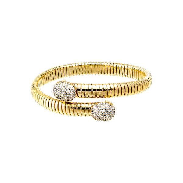 By Adina Eden - Pave Oval Snake Wrap Bangle Bracelet: Gold