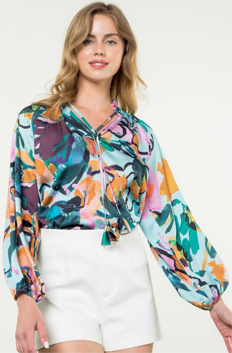 THML - Long Sleeve Print Floral Top