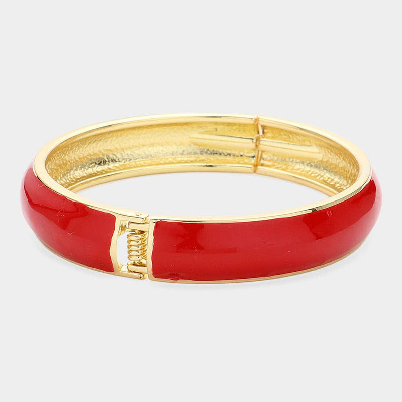 Sensibling Corp: Enamel Hinged Bangle Bracelet in Red