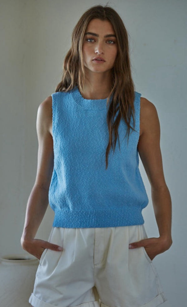 BY TOGETHER -Cecelia Light blue Sweater w/ open back