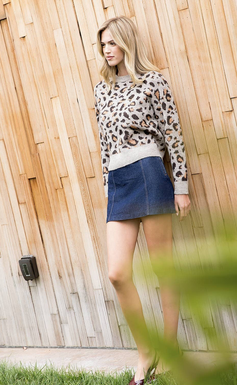 THML: Leopard Print Knit Sweater