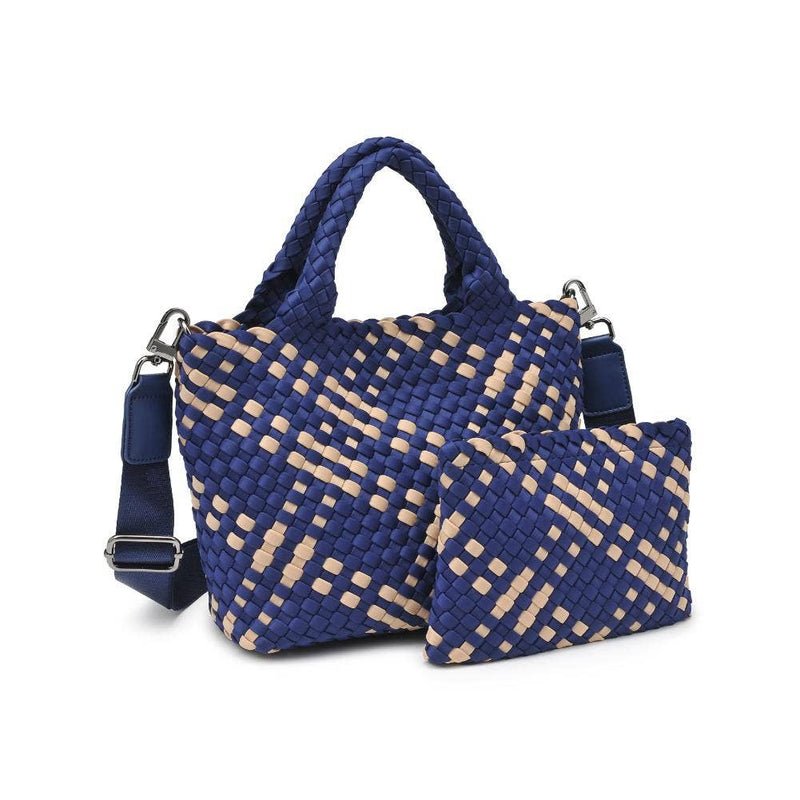Sol and Selene - Sky's The Limit Small Woven Neoprene Crossbody: Navy Nude