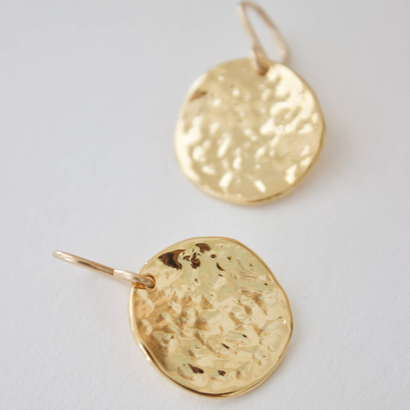 Katie Waltman Jewelry - Hammered Medallion Earrings: Gold