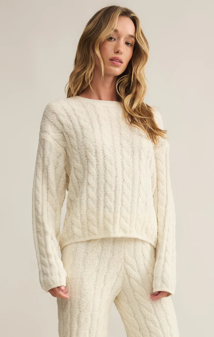 Z Supply Carol Cable Knit Long Sleeve - Sea Salt