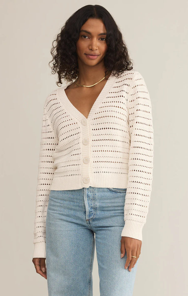 Z SUPPLY CROPPED ROMANCE CARDIGAN IN WHITE