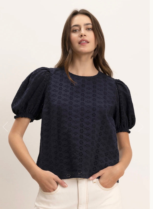 Velvet by Graham & Spencer: Dalyn Eyelet Top in Ink