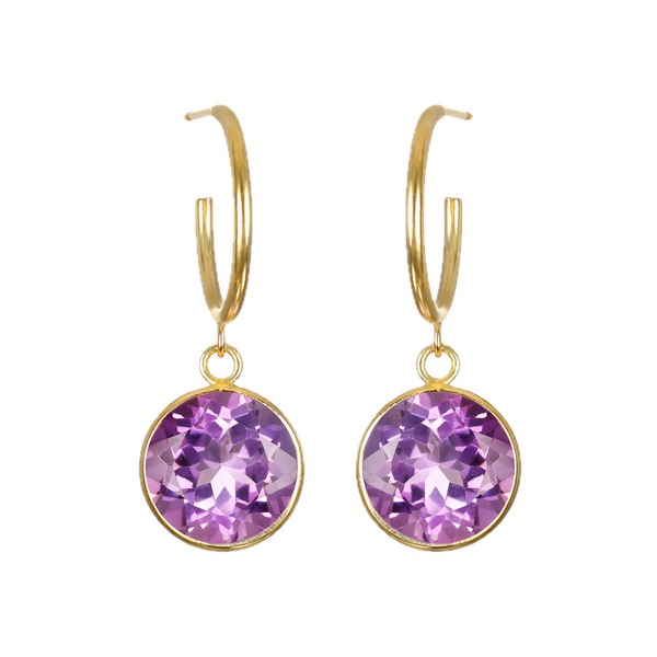 Amelia Rose Jewelry Framed Gemstone Hoops: Pink Amethyst