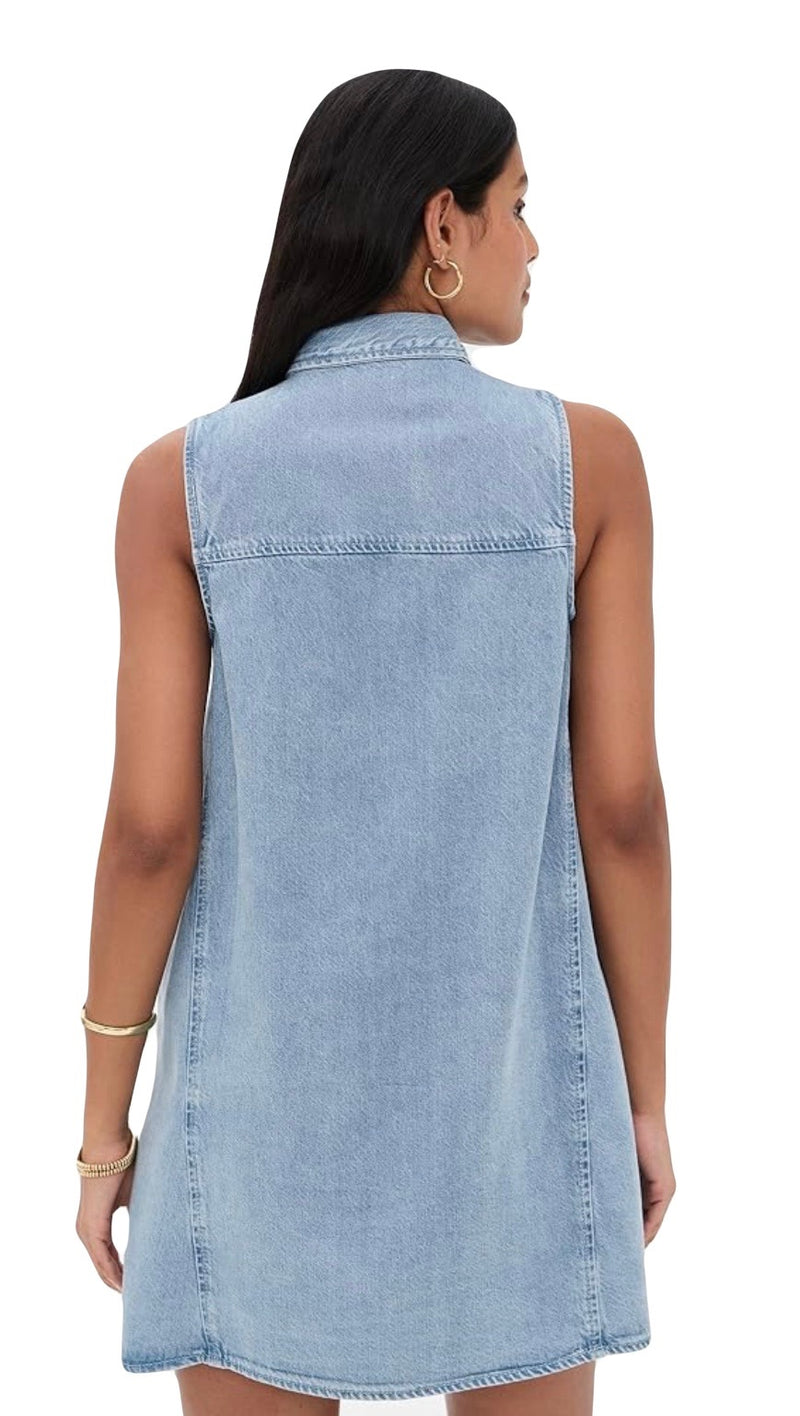 Z Supply: New Day Twill Mini Dress in Light Vintage Indigo