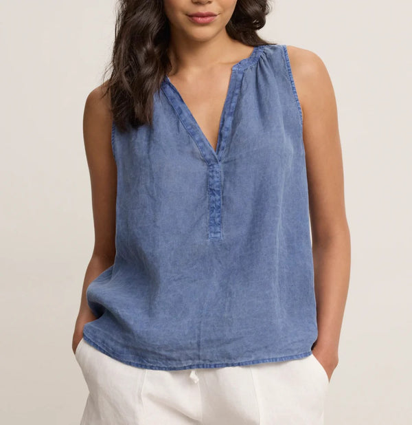 Velvet by Graham & Spencer: Tacy V Neck Blouse in Indigo