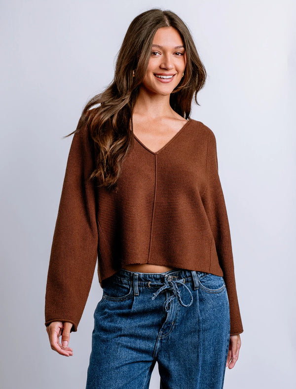 Kerisma: Asima V Neck Sweater in Brownie