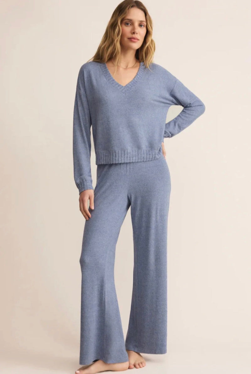 Z Supply: Dawn Smocked Pant in Blue Velvet