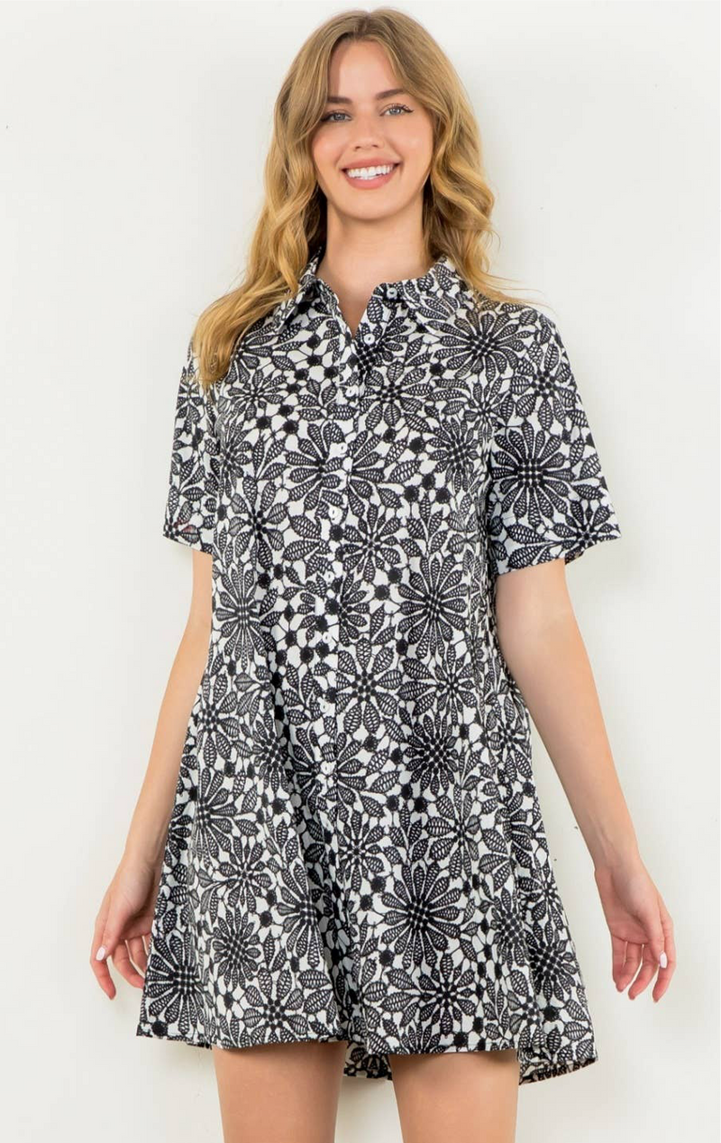 THML - Flower Print Short Sleeve Dress