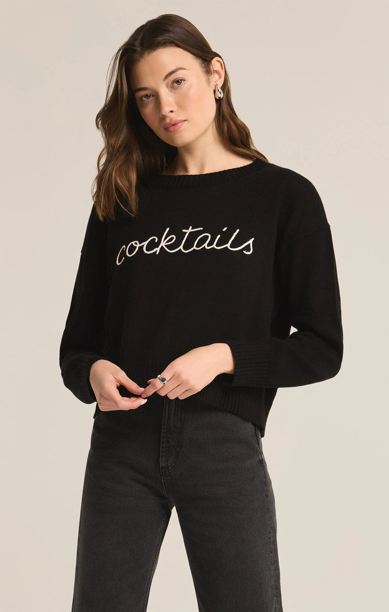 Z SUPPLY COCKTAILS SWEATER BLACK