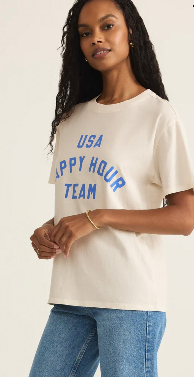 Z Supply Boyfriend Team USA Happy Hour T shirt in White