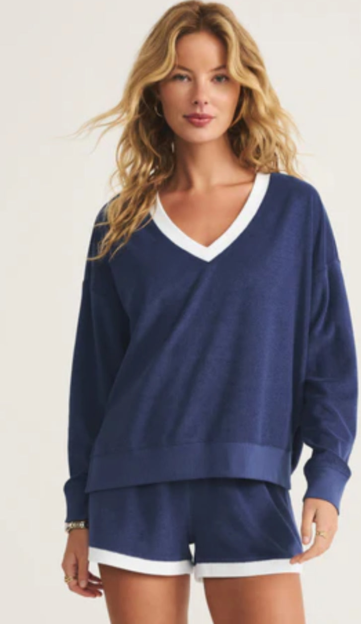 Z SUPPLY -V-neck terry sweatshirt