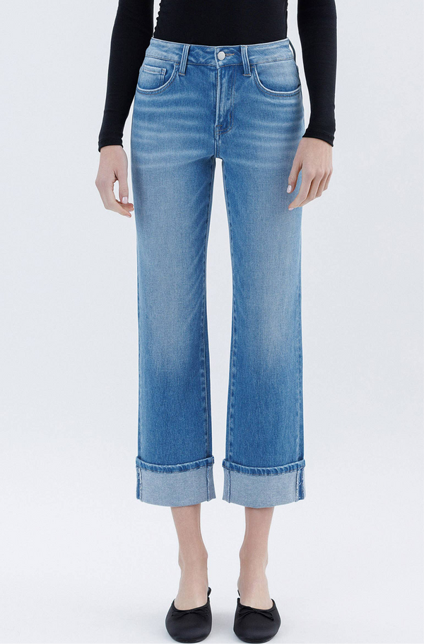 FLYING MONKEY - HIGH RISE CUFFED CROP STRAIGHT JEANS INSTINCTIVELY