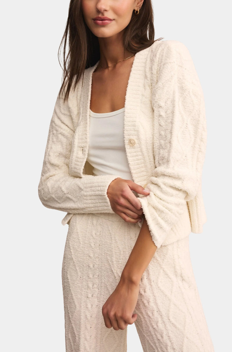 Z Supply: Elsa Cable Knit Cardigan in Vanilla Ice
