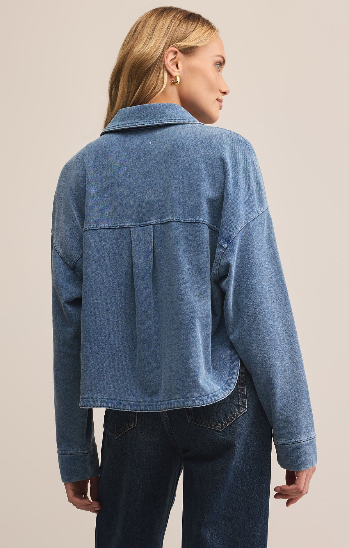 Z Supply: All Day Cropped Knit Jacket in Vintage Indigo